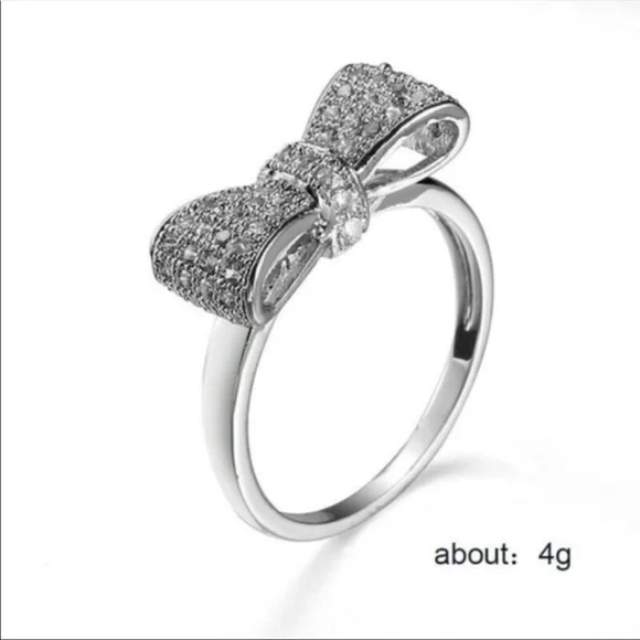 New Women’s 925 Silver Bow Diamond Ring - Picture 4 of 5